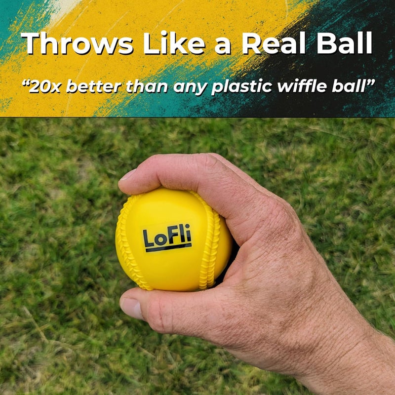 LoFli Limited-Flight Training Baseballs - Regulation Size & Weight, Soft, Safe & Durable - Indoor & Outdoor Practice for Kids & Adults – 6 Pack – Yellow - Image 5
